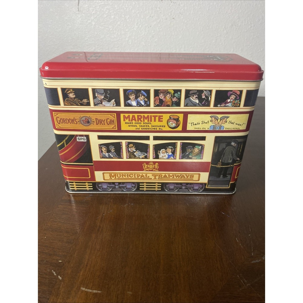 Silver Crane Co Municipal Tramway Train Car Collectible Tin Red Multi Ad
